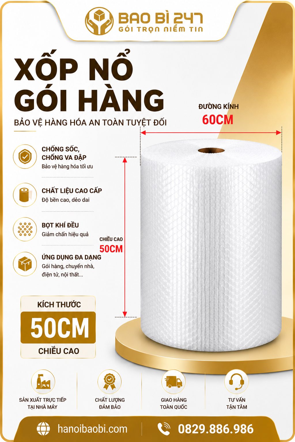 xốp nổ Trung Hòa khổ 50cm cho bát đĩa và đồ thủy tinh