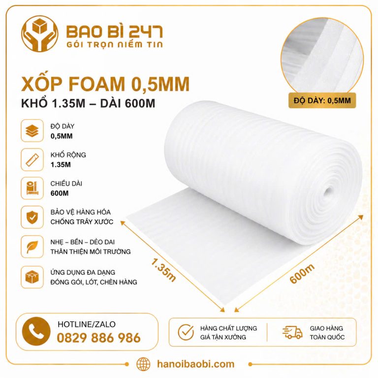 Xốp foam PE 0,5li Bao Bì 247 giá tận xưởng