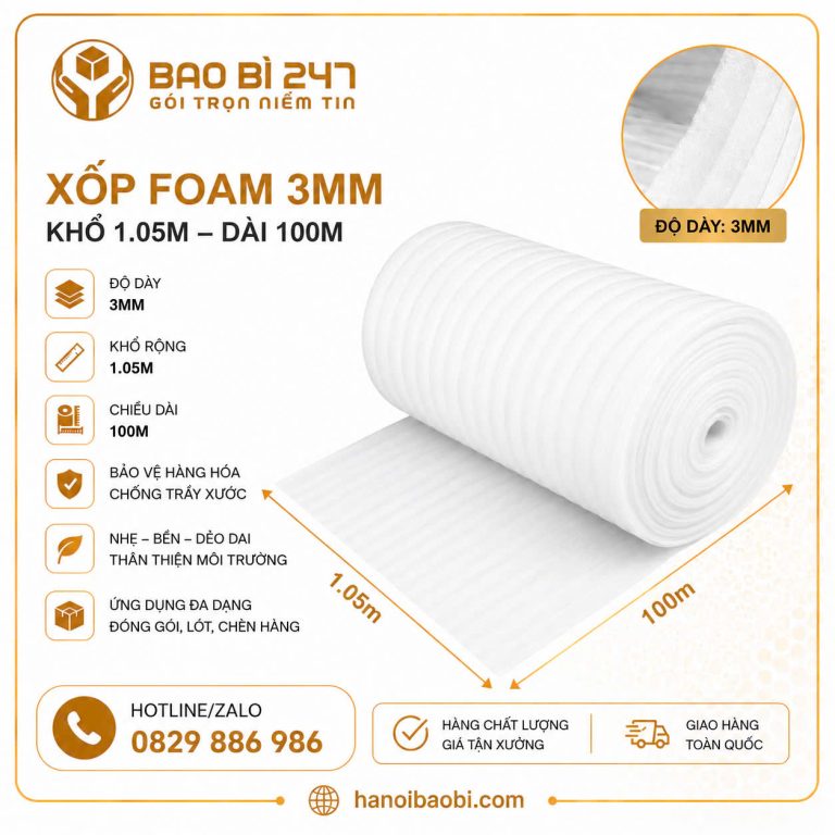 Xốp foam PE 3li Bao Bì 247 giá tận xưởng