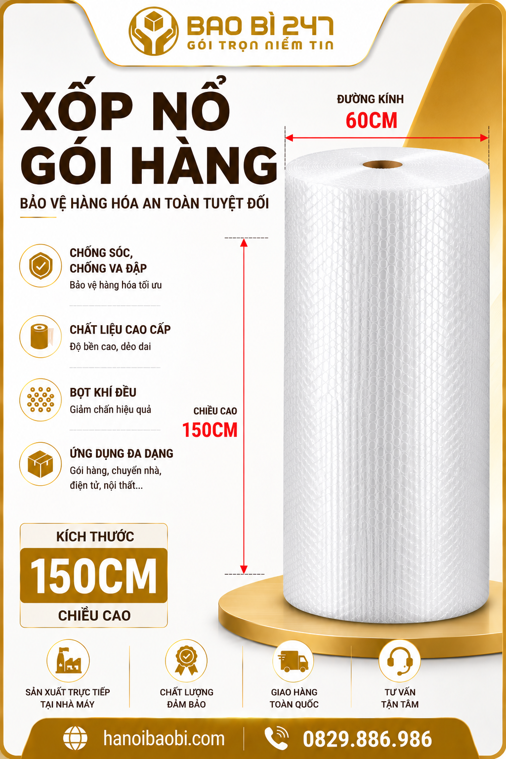 bảng khổ xốp nổ Trung Hòa tới 1m5 cho hàng cồng kềnh