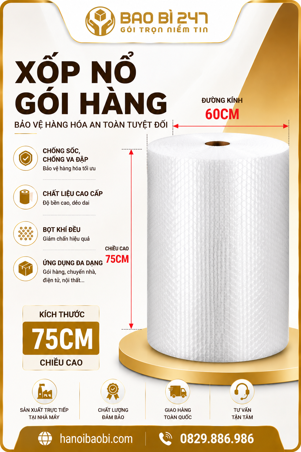 khổ xốp nổ 75cm cho sạp đồ sứ và thủy tinh ở chợ Hôm, Hai Bà Trưng